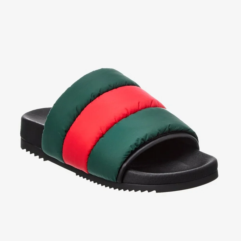 NEW GUCCI Women's Web Padded Nylon Slides Sandals EU 37 / US 7 Authentic